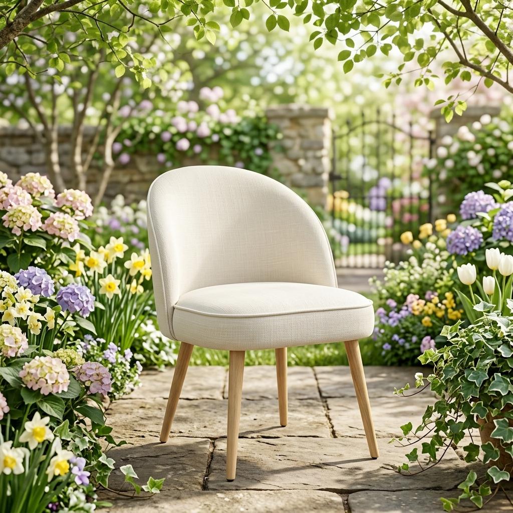 Modern Natural Fabric Dining Chair - EMILIE NATURAL