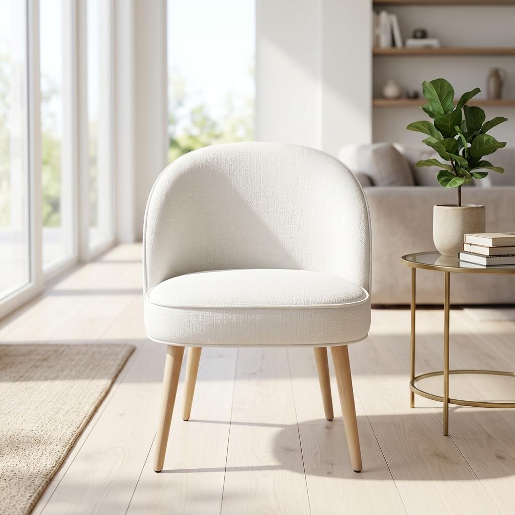 Modern Natural Fabric Dining Chair - EMILIE NATURAL