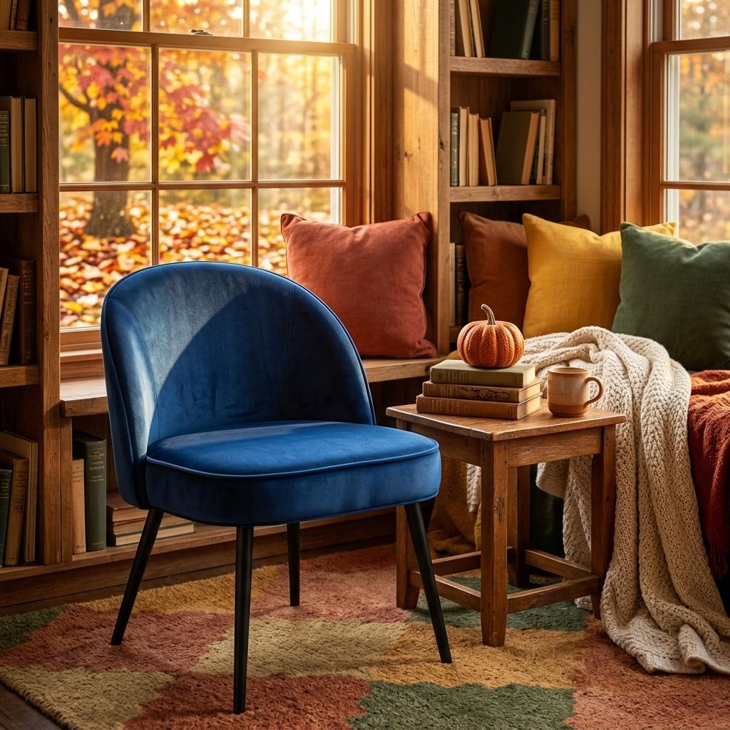 Modern Navy Upholstered Dining Chair - EMILIE NAVY