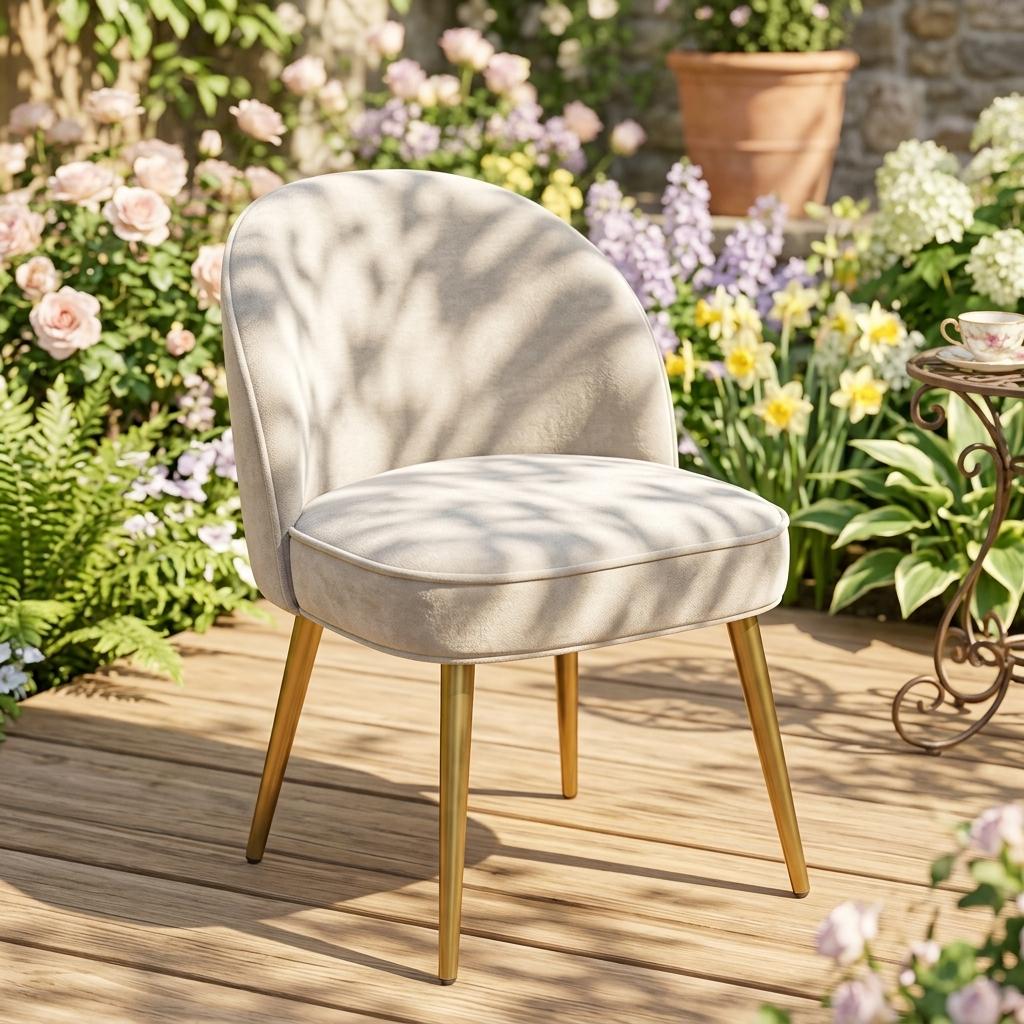 Modern Upholstered Dining Chair, White Fabric Seat – EMILIE OYST