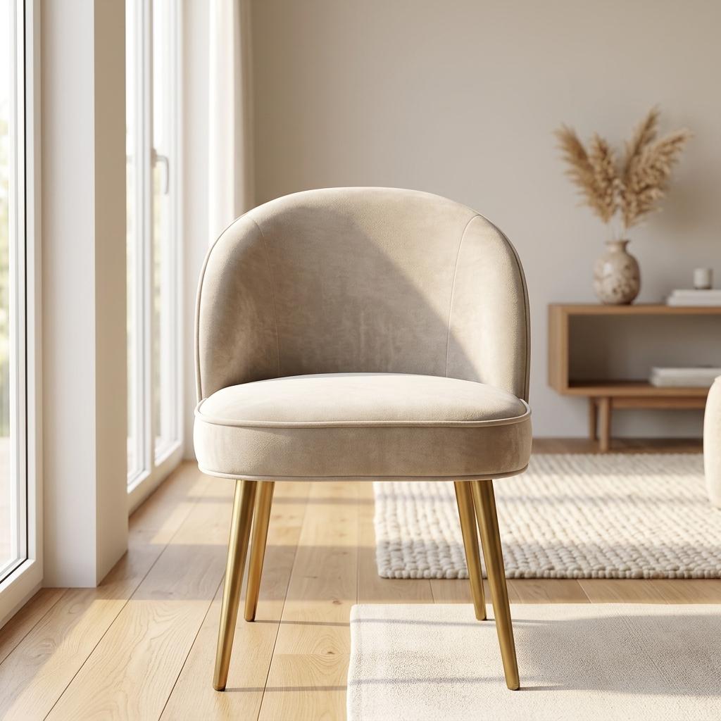 Modern Upholstered Dining Chair, White Fabric Seat – EMILIE OYST