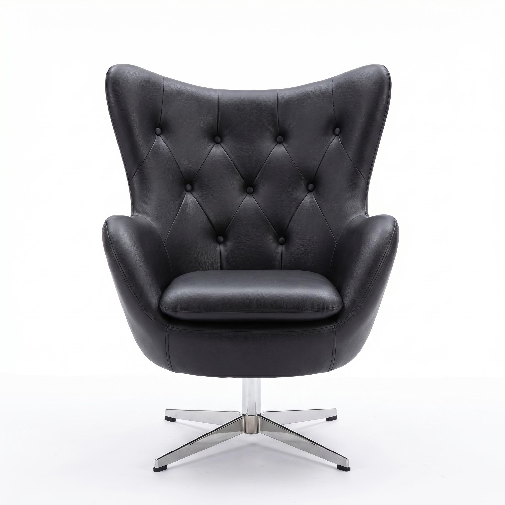 Modern Leisure PU Chair, Chromed Metal Legs - ENDL BLACK
