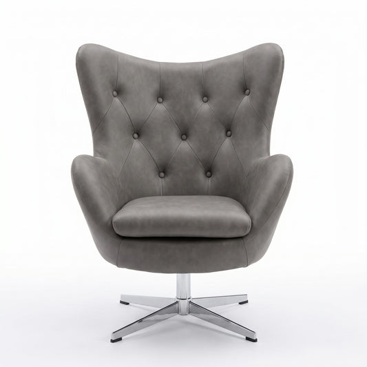 Modern Leisure PU Chair, Chromed Metal Legs - ENDL DARK GREY