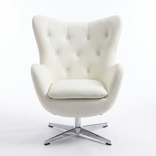Modern Leisure PU Chair, Chromed Metal Legs - ENDL WHITE