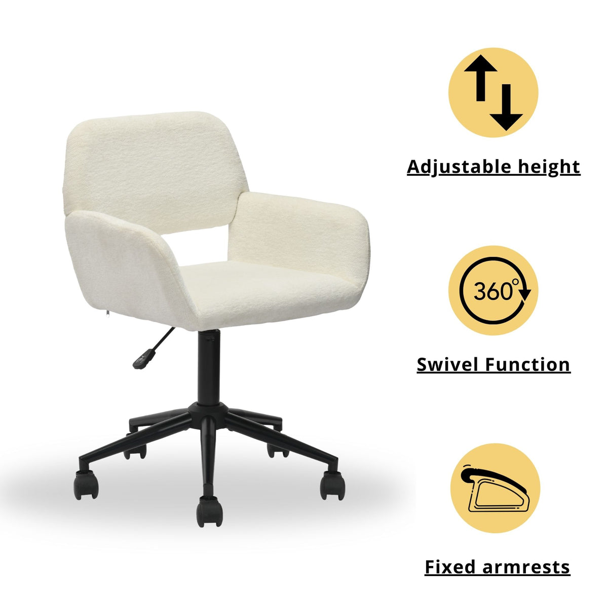 Modern Chenille Office Chair, Adjustable Gaslift - ROSS KD