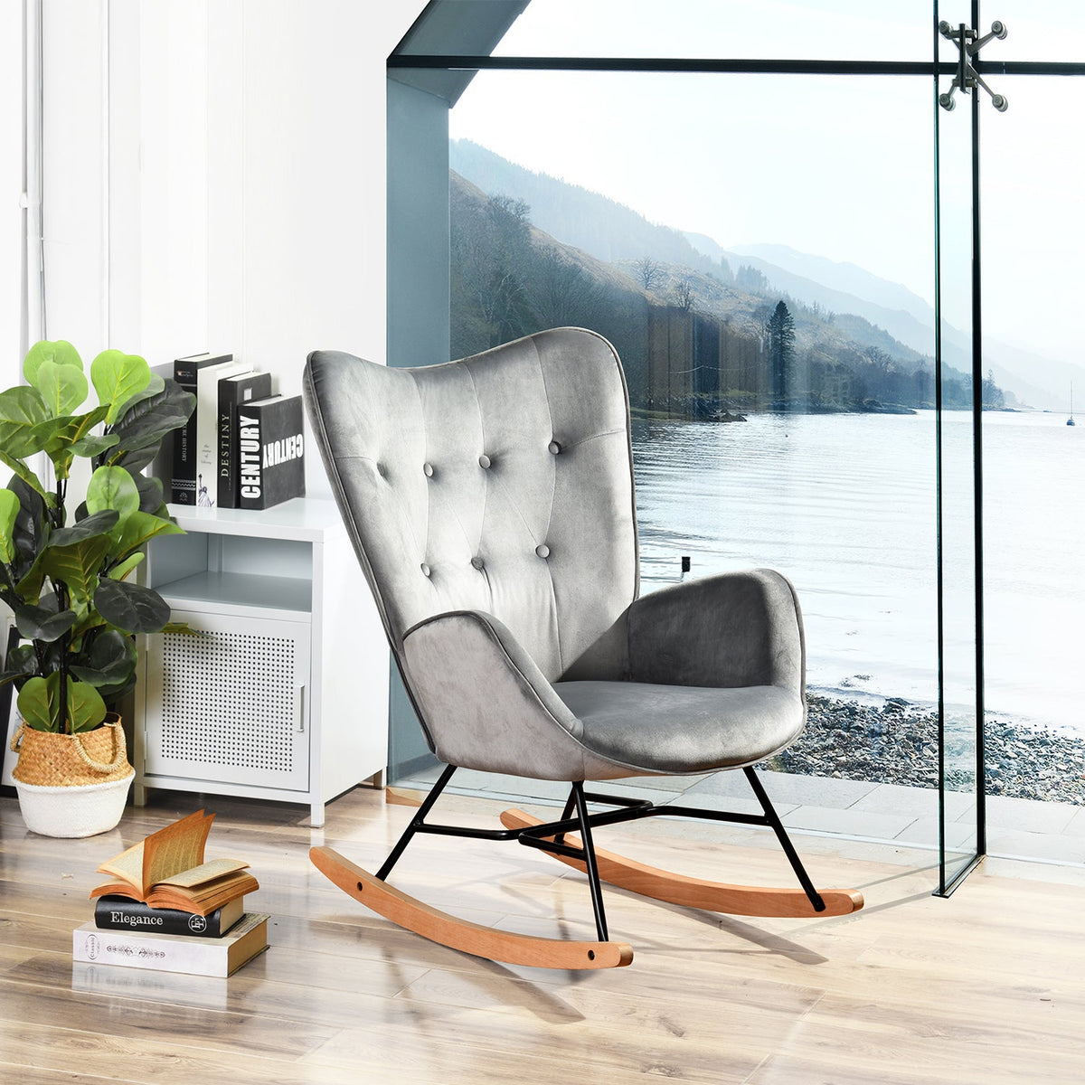 Epping Velvet Wood Leg Accent Chair