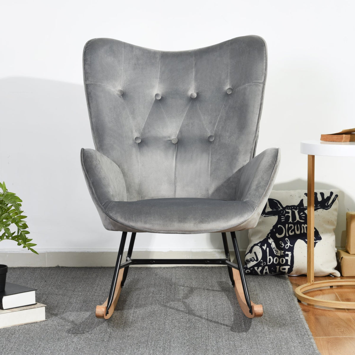 Epping Velvet Wood Leg Accent Chair