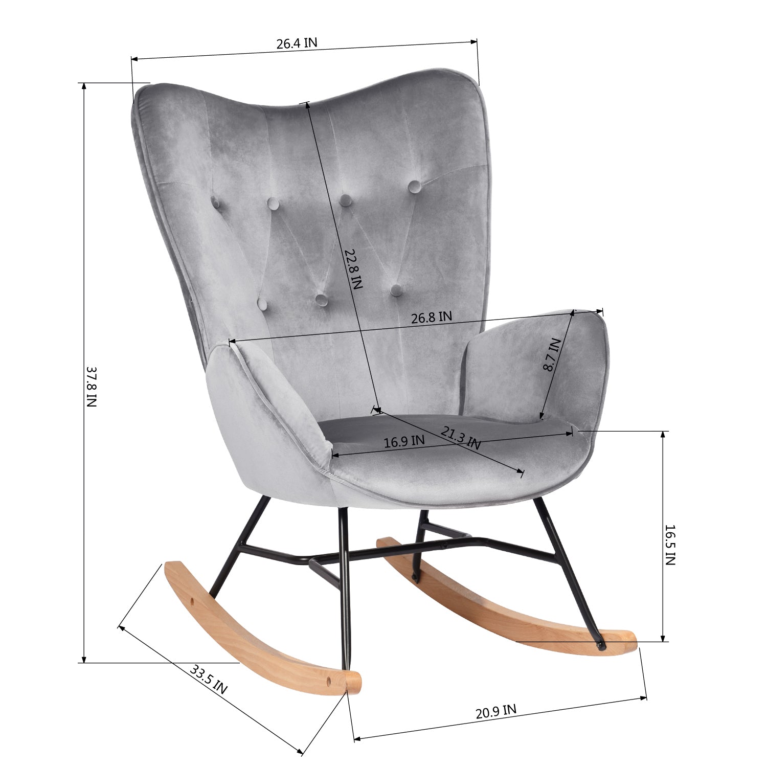 Epping Velvet Wood Leg Accent Chair