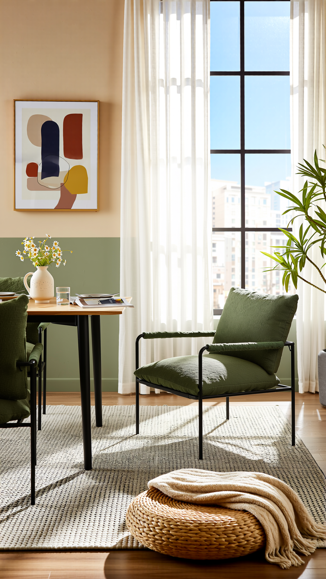 Modern Fabric Dining Chair, Ergonomic Comfort - ERKOTS 1