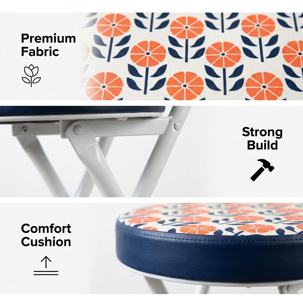 Modern Pattern Folding Chair, Metal Tube PVC Cover - ERNST-CMP1