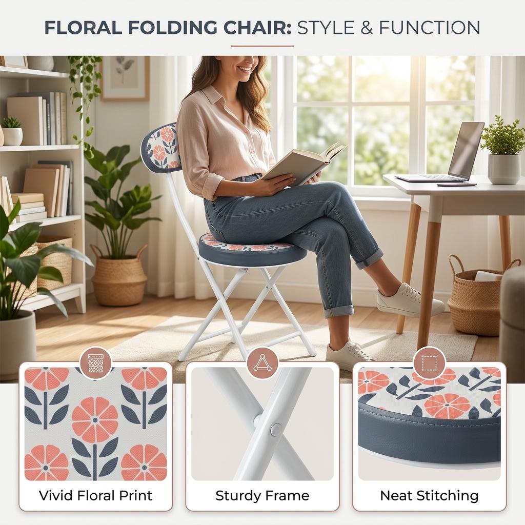 Modern Pattern Folding Chair, Metal Tube PVC Cover - ERNST-CMP1