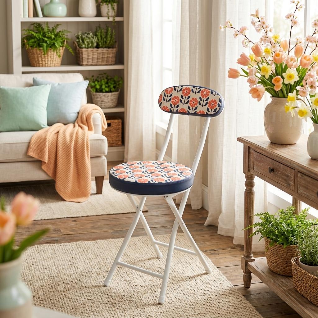 Modern Pattern Folding Chair, Metal Tube PVC Cover - ERNST-CMP1