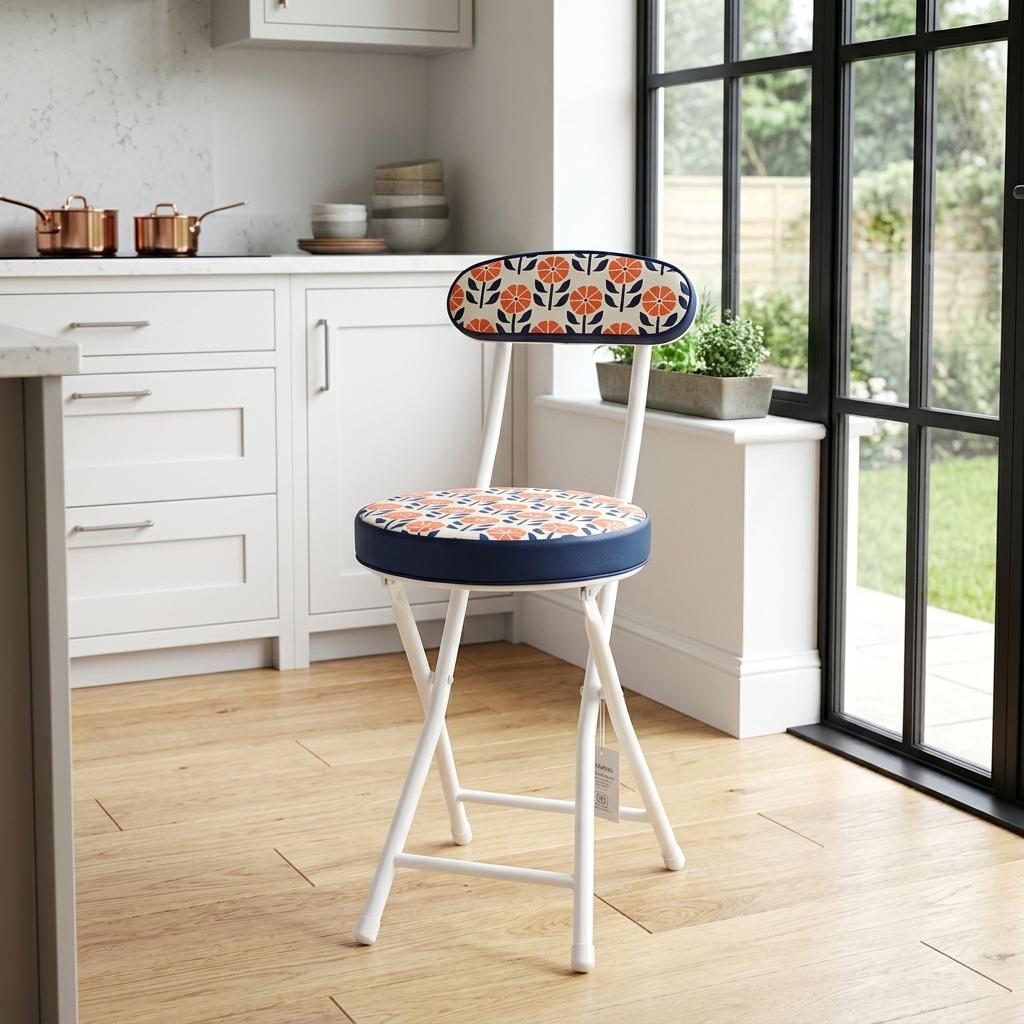Modern Pattern Folding Chair, Metal Tube PVC Cover - ERNST-CMP1
