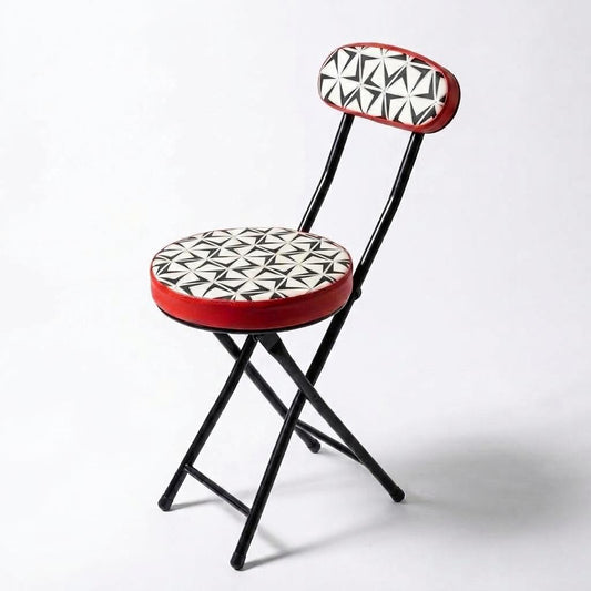 Modern Patterned Metal Folding Chair - ERNST-CMP2