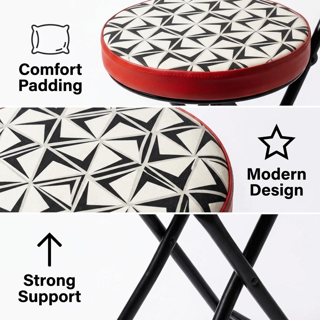 Modern Patterned Metal Folding Chair - ERNST-CMP2