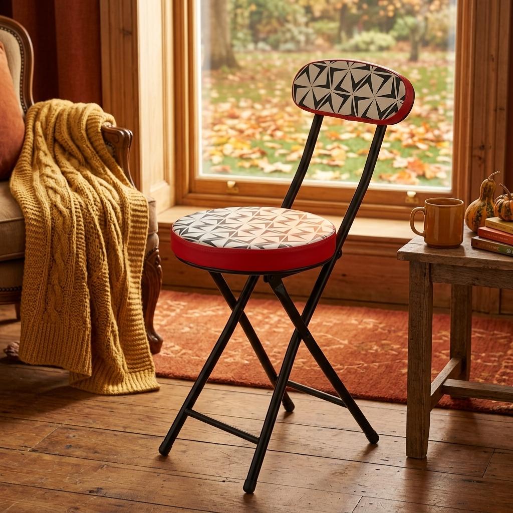 Modern Patterned Metal Folding Chair - ERNST-CMP2