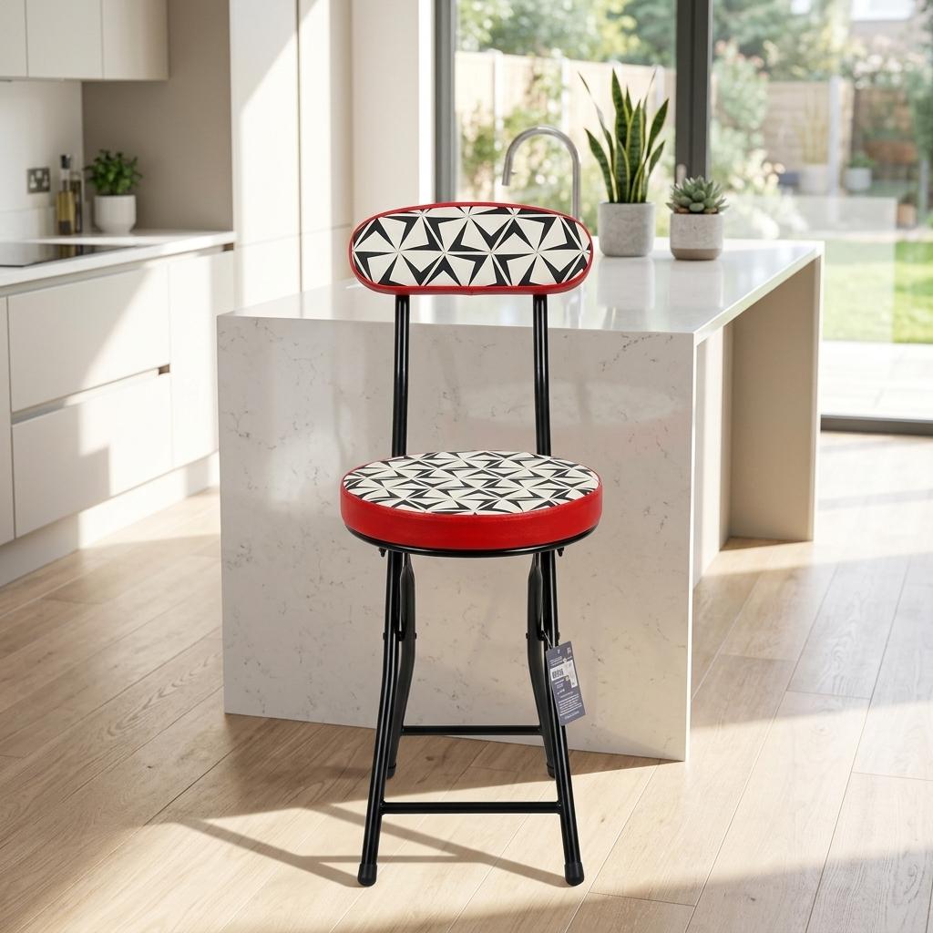 Modern Patterned Metal Folding Chair - ERNST-CMP2