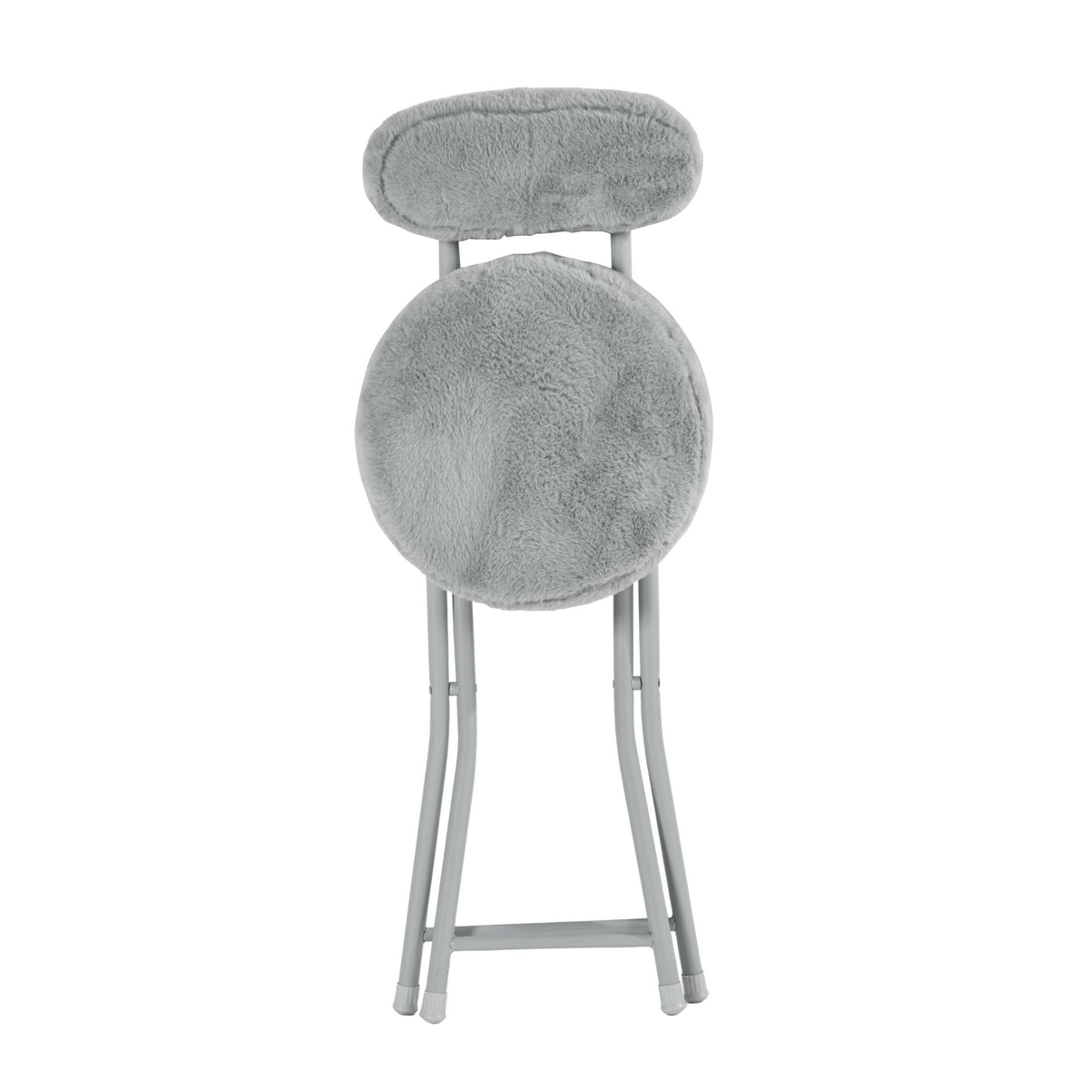 Modern Plush Folding Chair, Metal Tube Frame - ERNST PLUSH GREY A