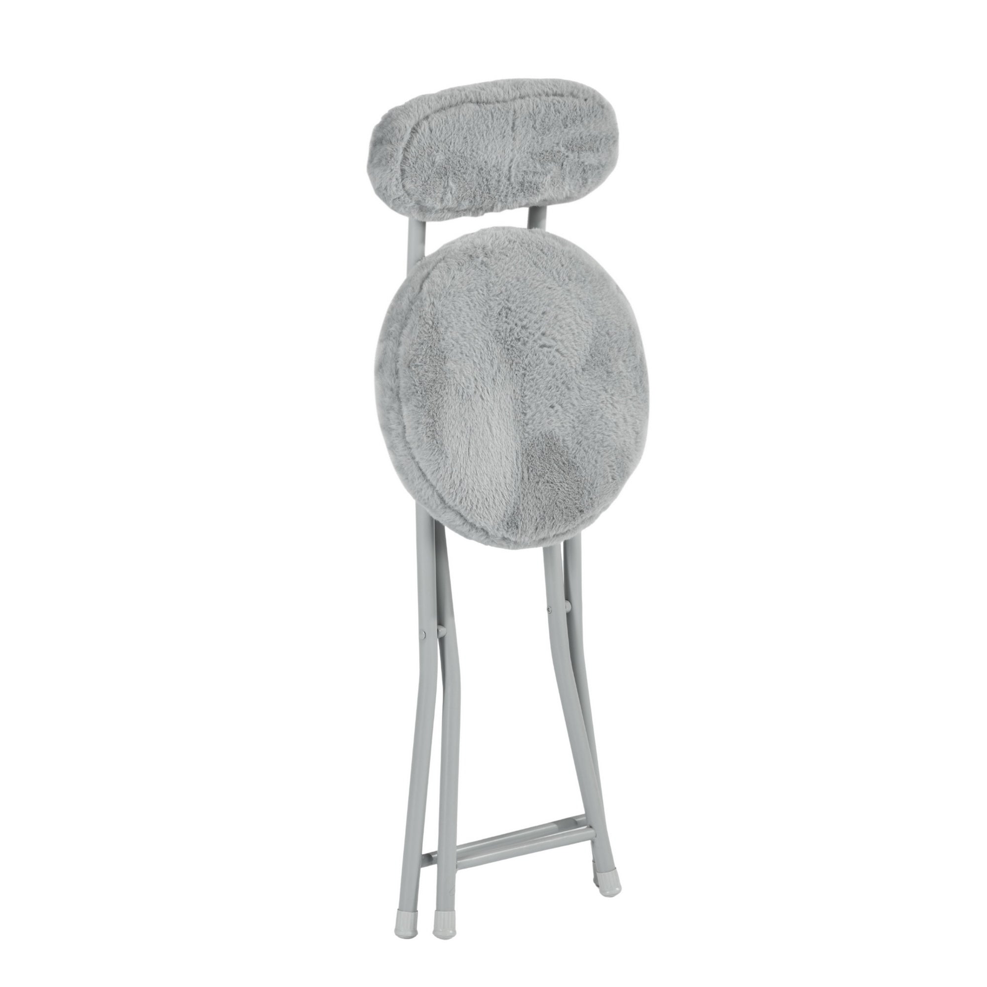 Modern Plush Folding Chair, Metal Tube Frame - ERNST PLUSH GREY A
