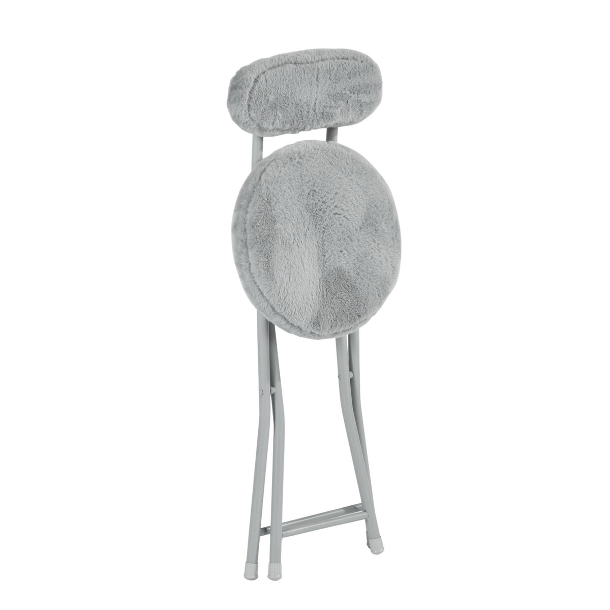 Modern Plush Folding Chair, Metal Tube Frame - ERNST PLUSH GREY A