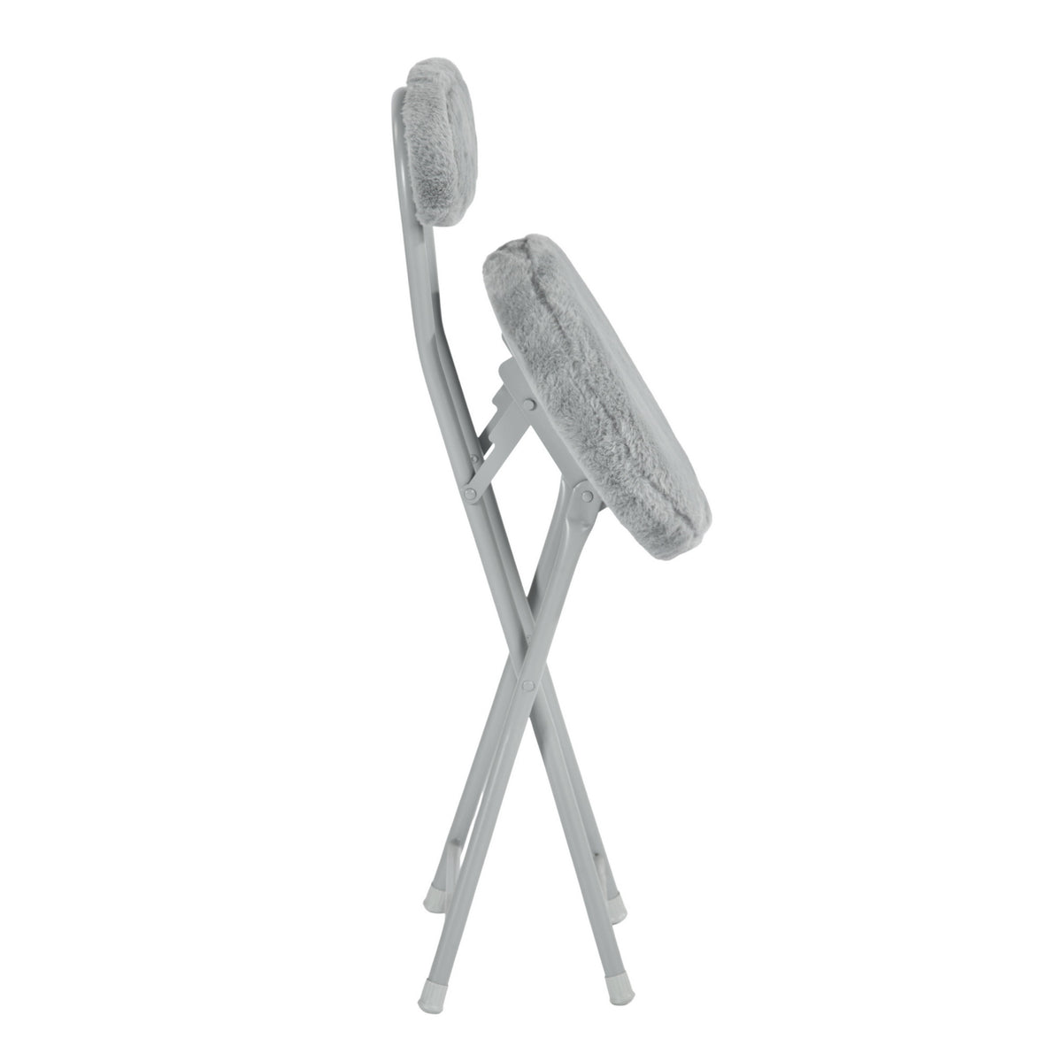 Modern Plush Folding Chair, Metal Tube Frame - ERNST PLUSH GREY A