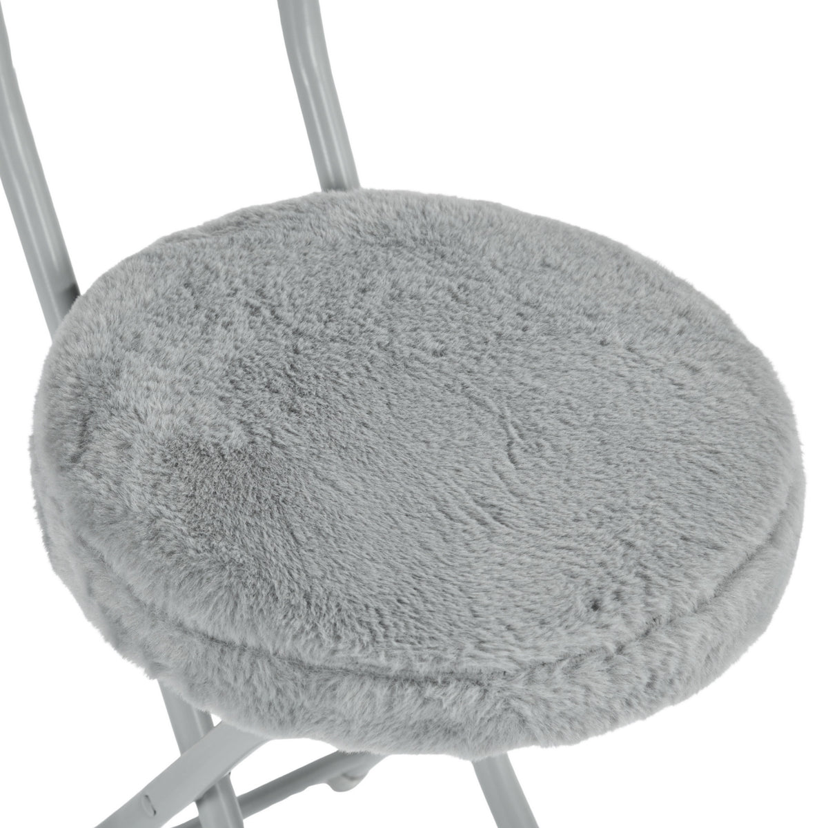 Modern Plush Folding Chair, Metal Tube Frame - ERNST PLUSH GREY A