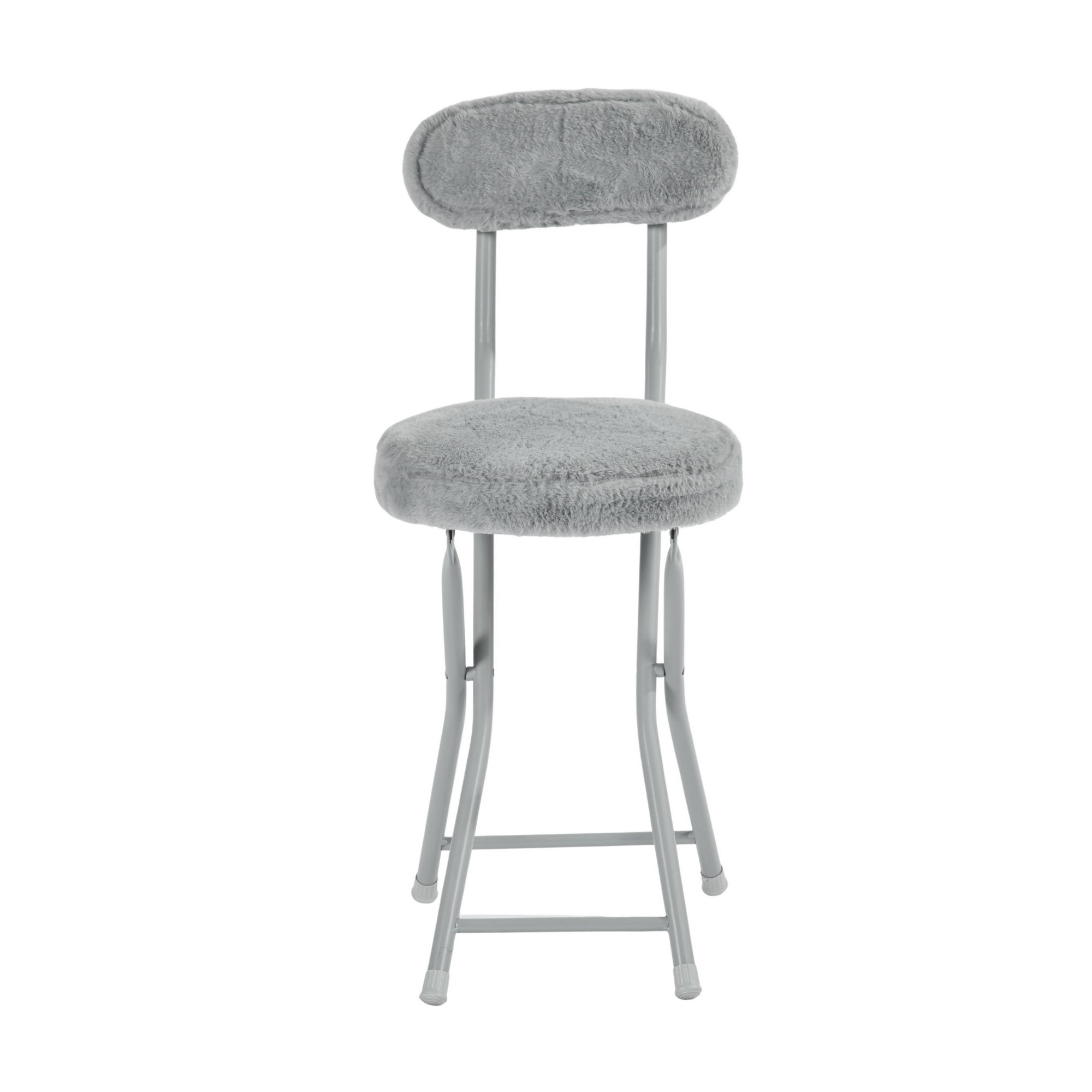 Modern Plush Folding Chair, Metal Tube Frame - ERNST PLUSH GREY A