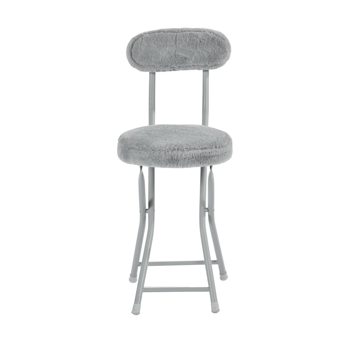 Modern Plush Folding Chair, Metal Tube Frame - ERNST PLUSH GREY A