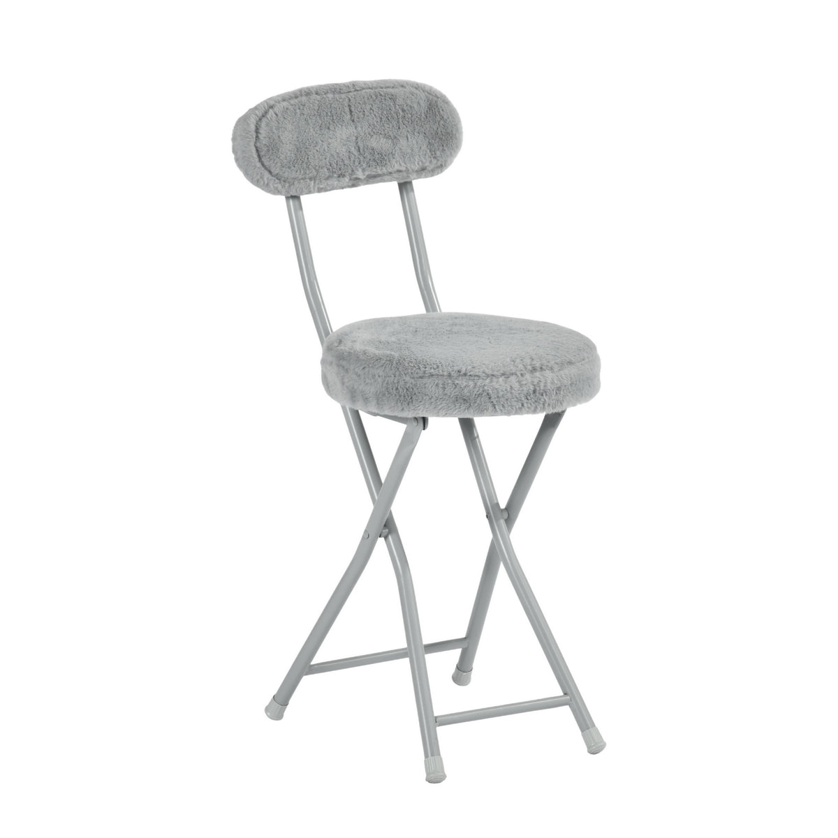 Modern Plush Folding Chair, Metal Tube Frame - ERNST PLUSH GREY A