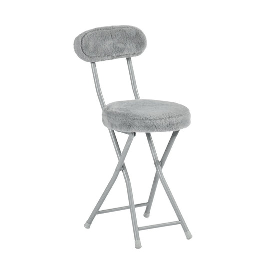 Modern Plush Folding Chair, Metal Tube Frame - ERNST PLUSH GREY A