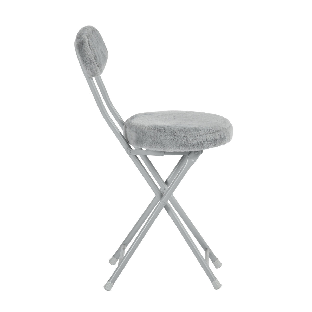 Modern Plush Folding Chair, Metal Tube Frame - ERNST PLUSH GREY A