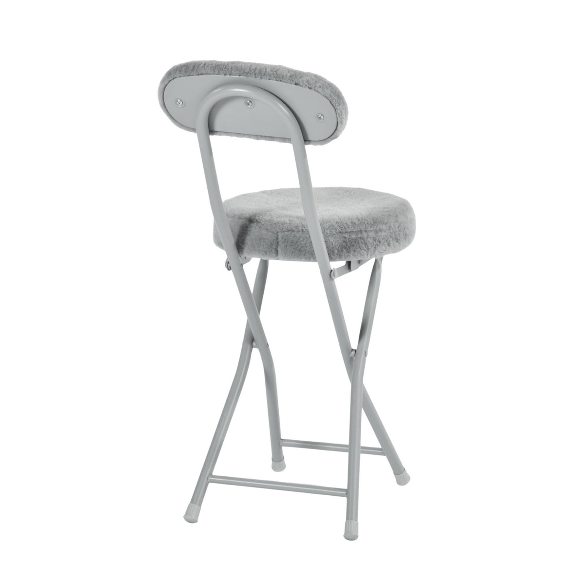 Modern Plush Folding Chair, Metal Tube Frame - ERNST PLUSH GREY A