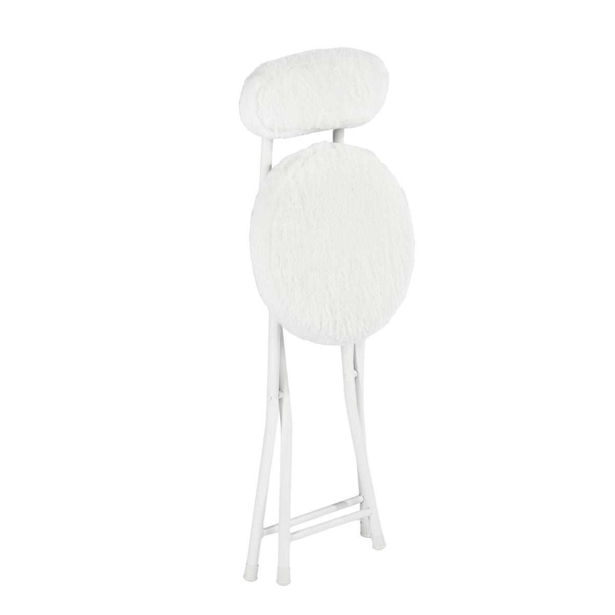 Modern Plush Folding Chair, Metal Tube Frame - ERNST PLUSH WHITE A