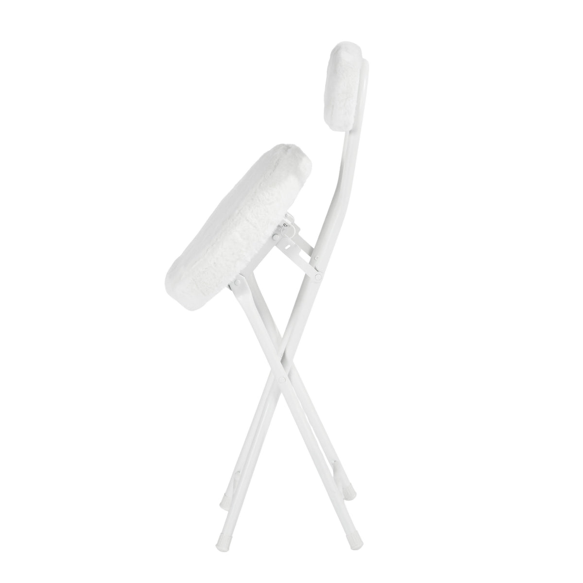 Modern Plush Folding Chair, Metal Tube Frame - ERNST PLUSH WHITE A
