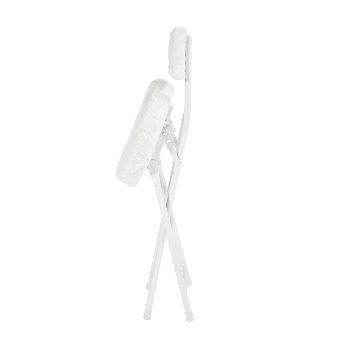 Modern Plush Folding Chair, Metal Tube Frame - ERNST PLUSH WHITE A