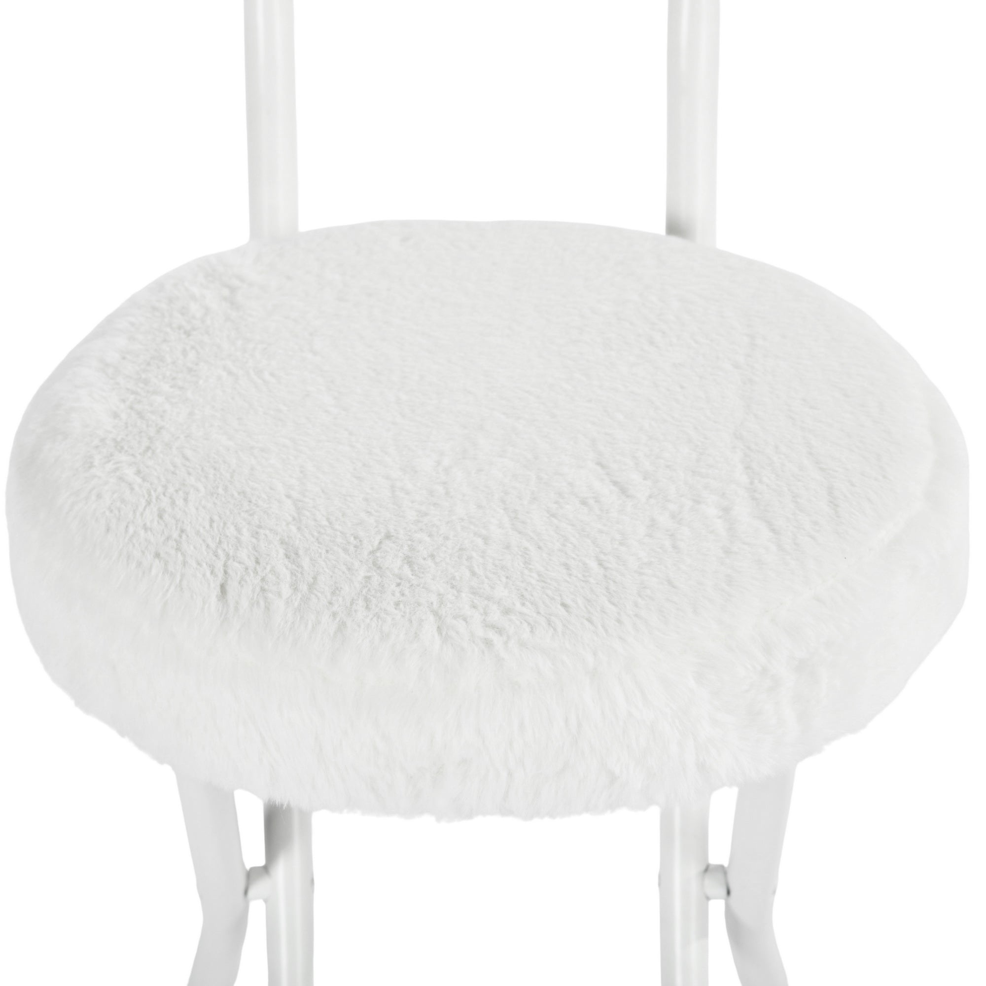 Modern Plush Folding Chair, Metal Tube Frame - ERNST PLUSH WHITE A