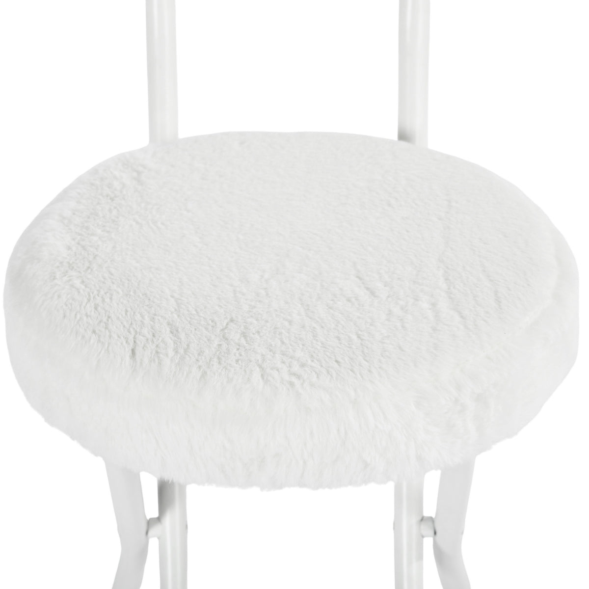 Modern Plush Folding Chair, Metal Tube Frame - ERNST PLUSH WHITE A