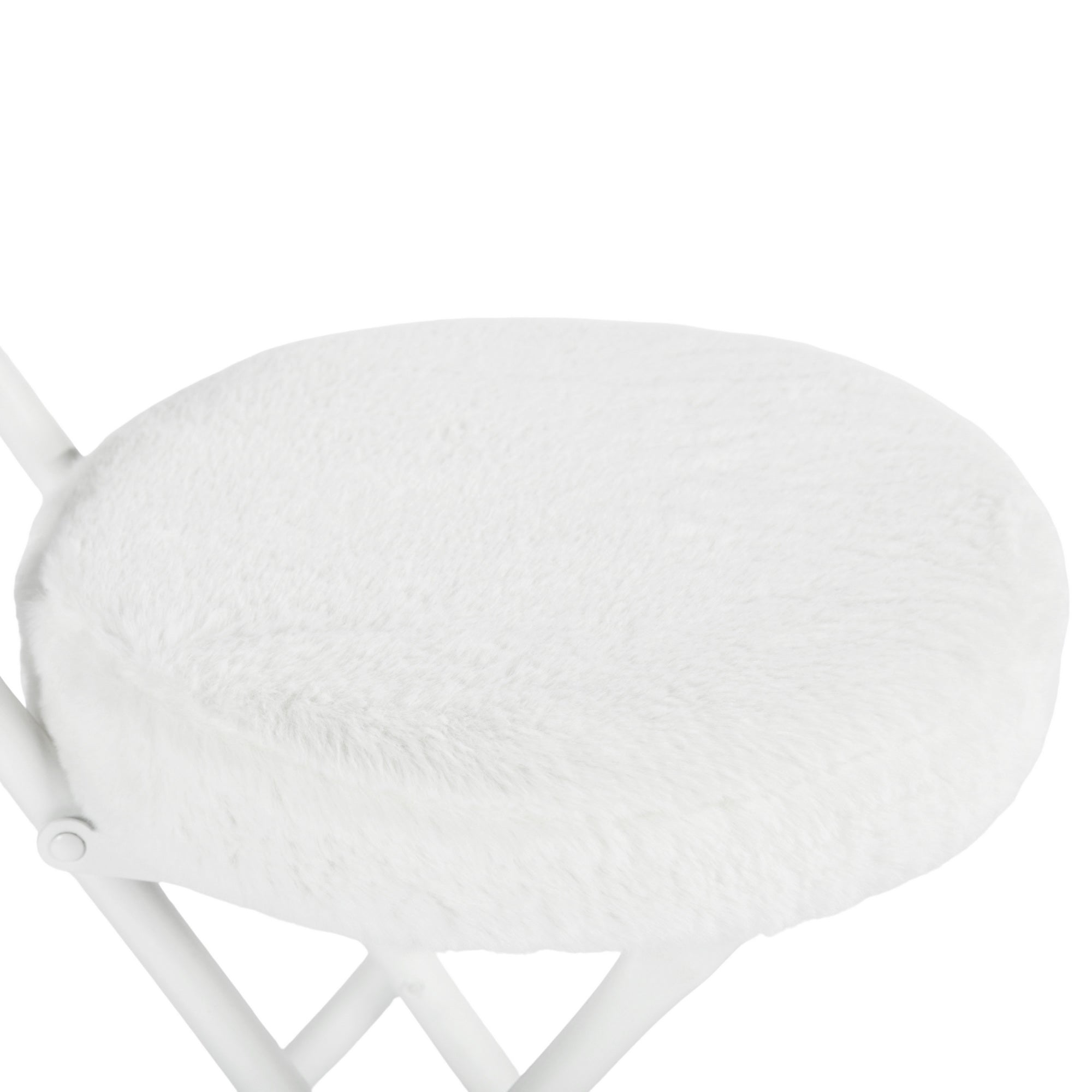 Modern Plush Folding Chair, Metal Tube Frame - ERNST PLUSH WHITE A