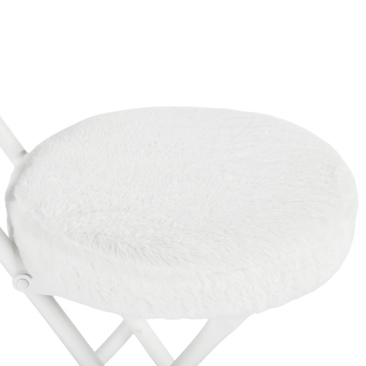 Modern Plush Folding Chair, Metal Tube Frame - ERNST PLUSH WHITE A