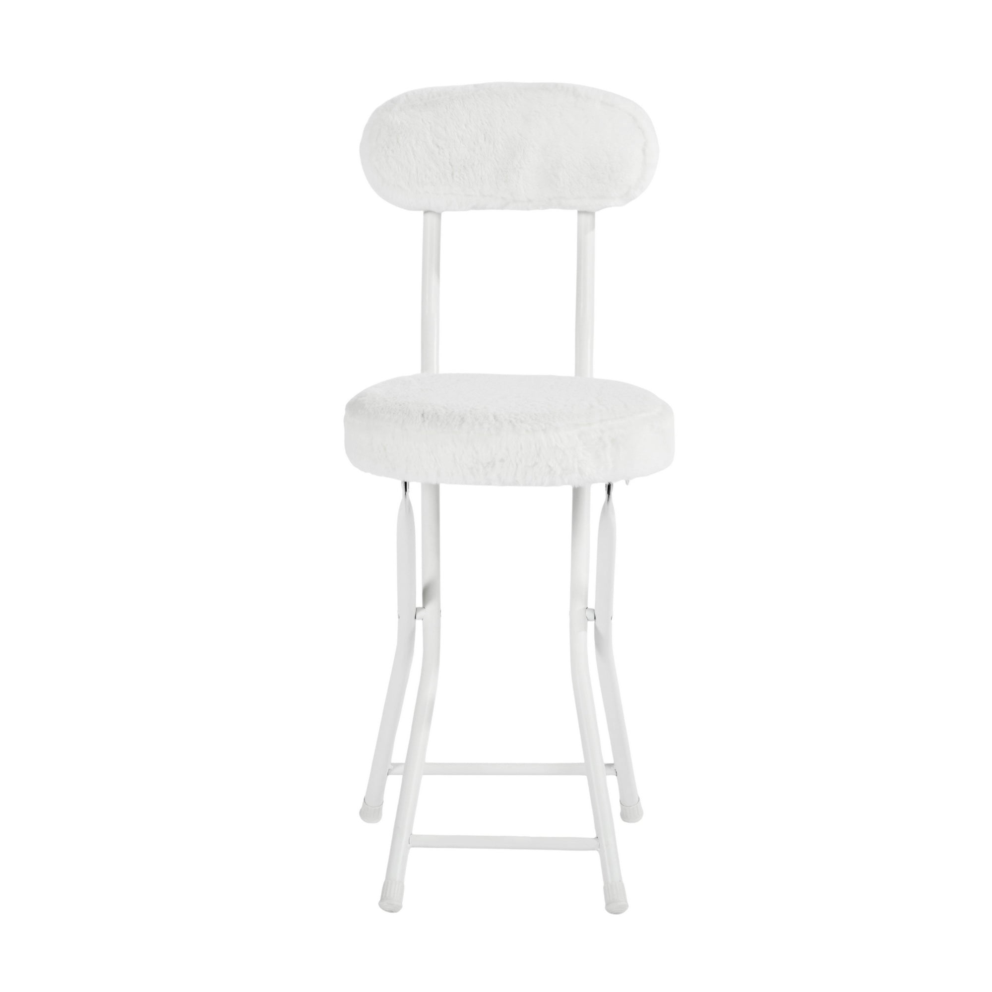 Modern Plush Folding Chair, Metal Tube Frame - ERNST PLUSH WHITE A