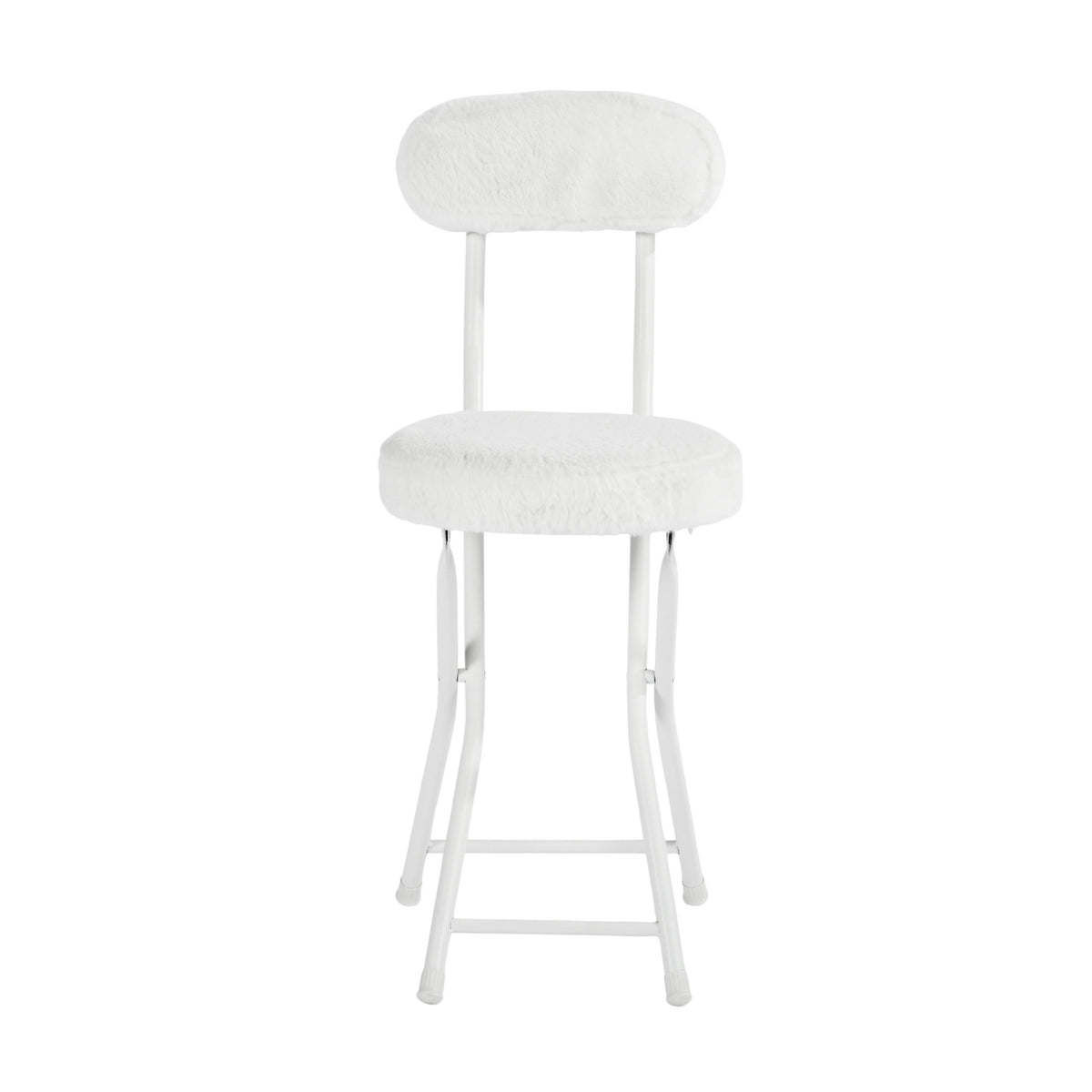 Modern Plush Folding Chair, Metal Tube Frame - ERNST PLUSH WHITE A