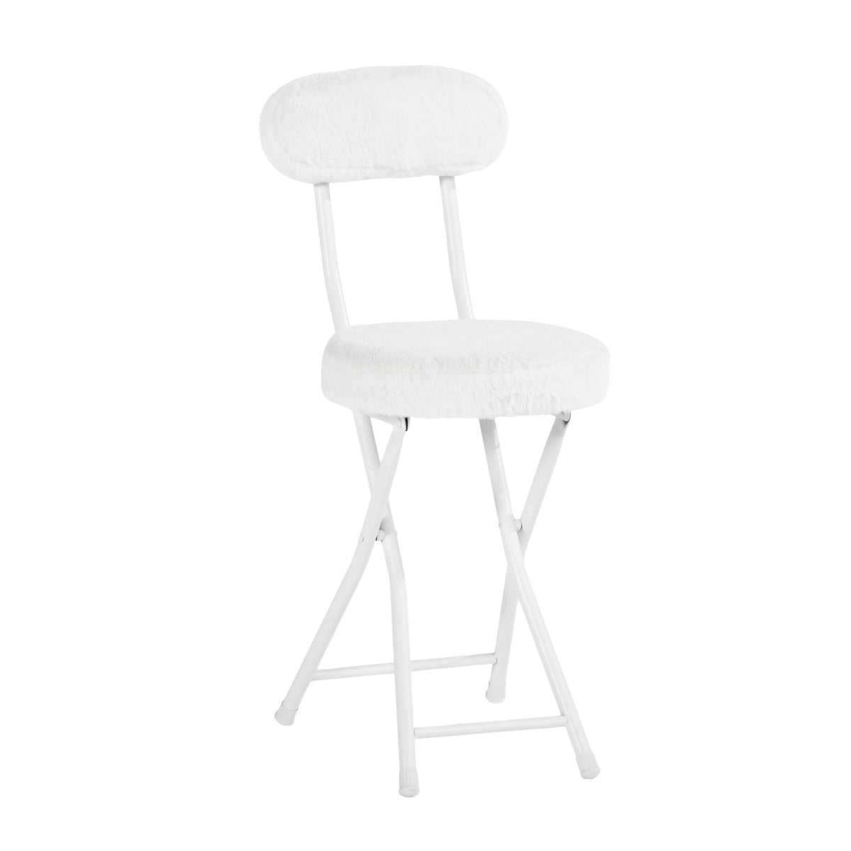Modern Plush Folding Chair, Metal Tube Frame - ERNST PLUSH WHITE A