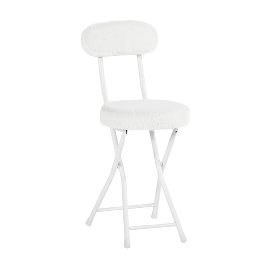 Modern Plush Folding Chair, Metal Tube Frame - ERNST PLUSH WHITE A
