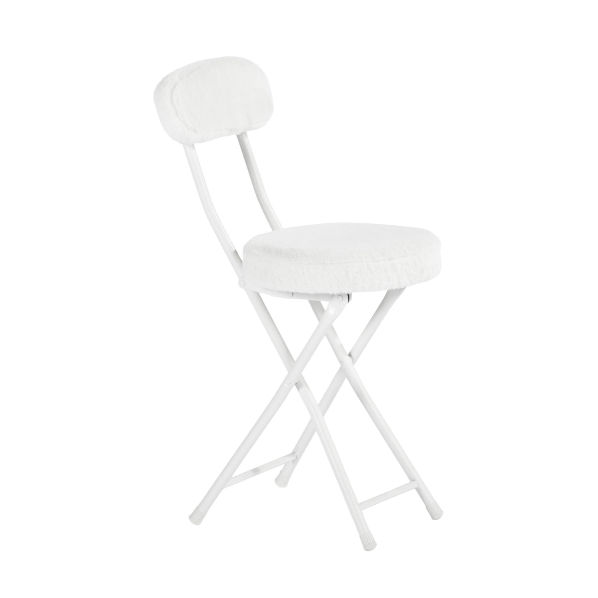 Modern Plush Folding Chair, Metal Tube Frame - ERNST PLUSH WHITE A