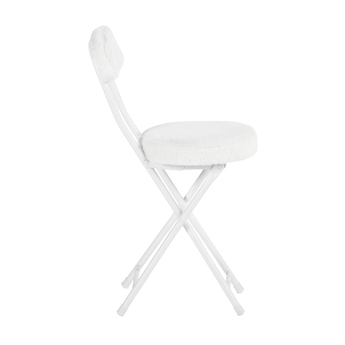 Modern Plush Folding Chair, Metal Tube Frame - ERNST PLUSH WHITE A