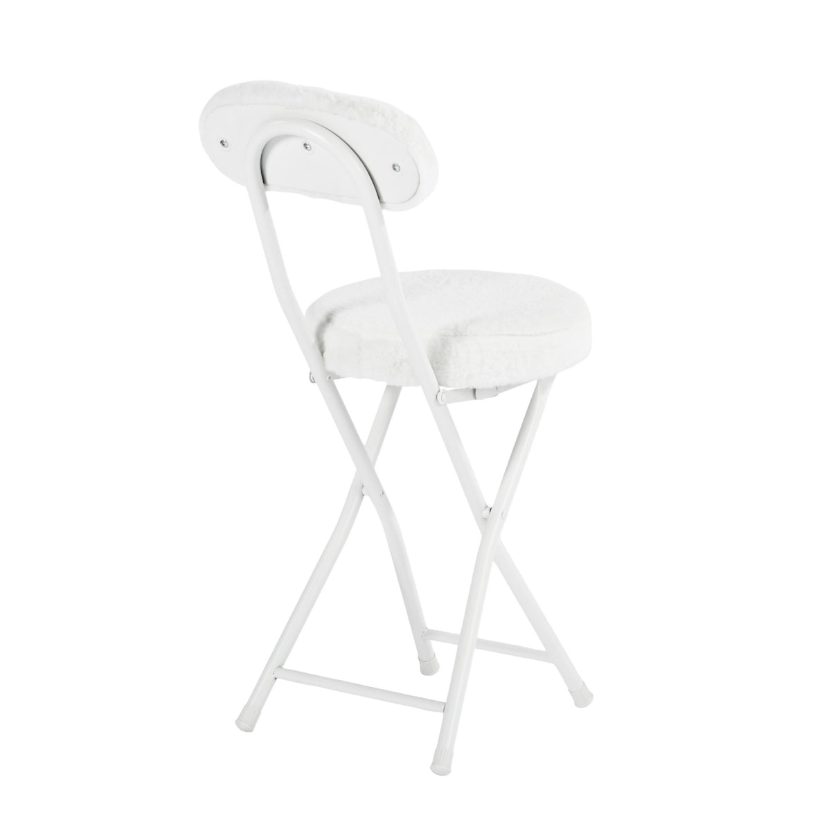 Modern Plush Folding Chair, Metal Tube Frame - ERNST PLUSH WHITE A