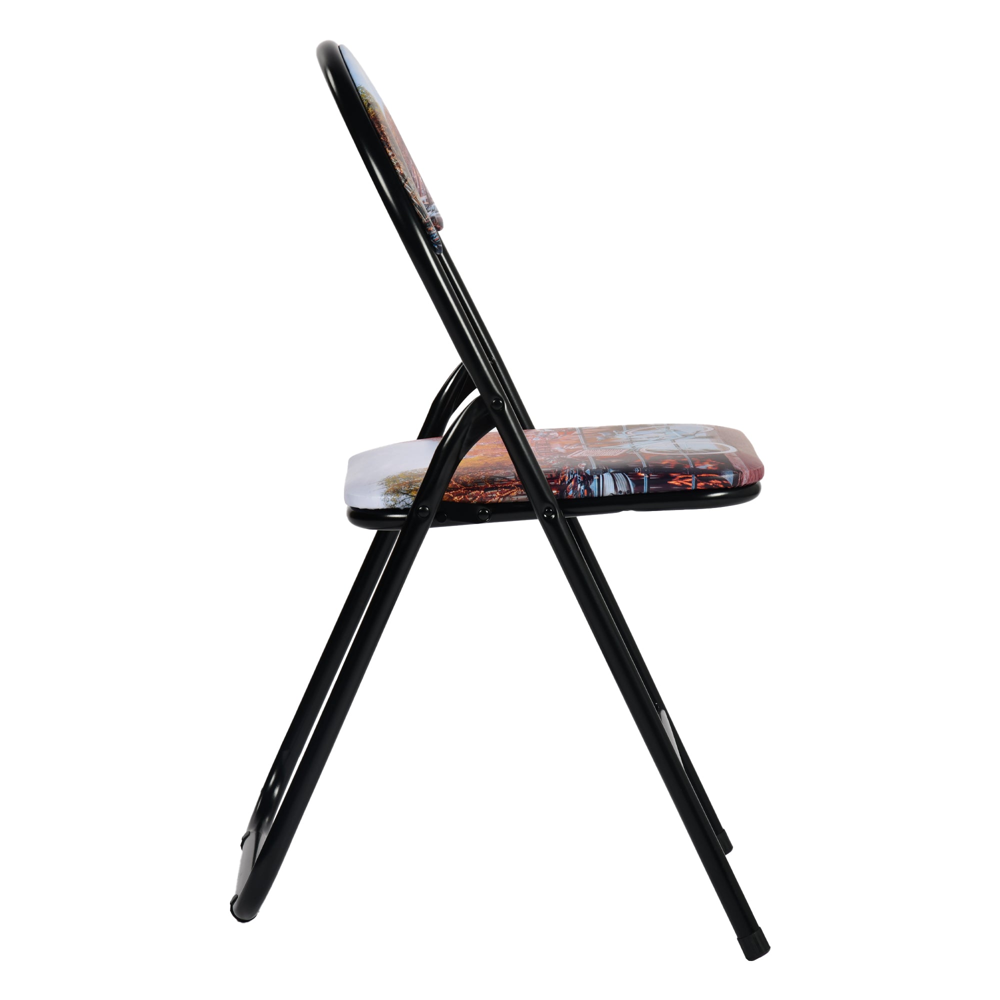 Modern Patterned Folding, PVC Metal Tube Chair - ESCOBAR-CMP3