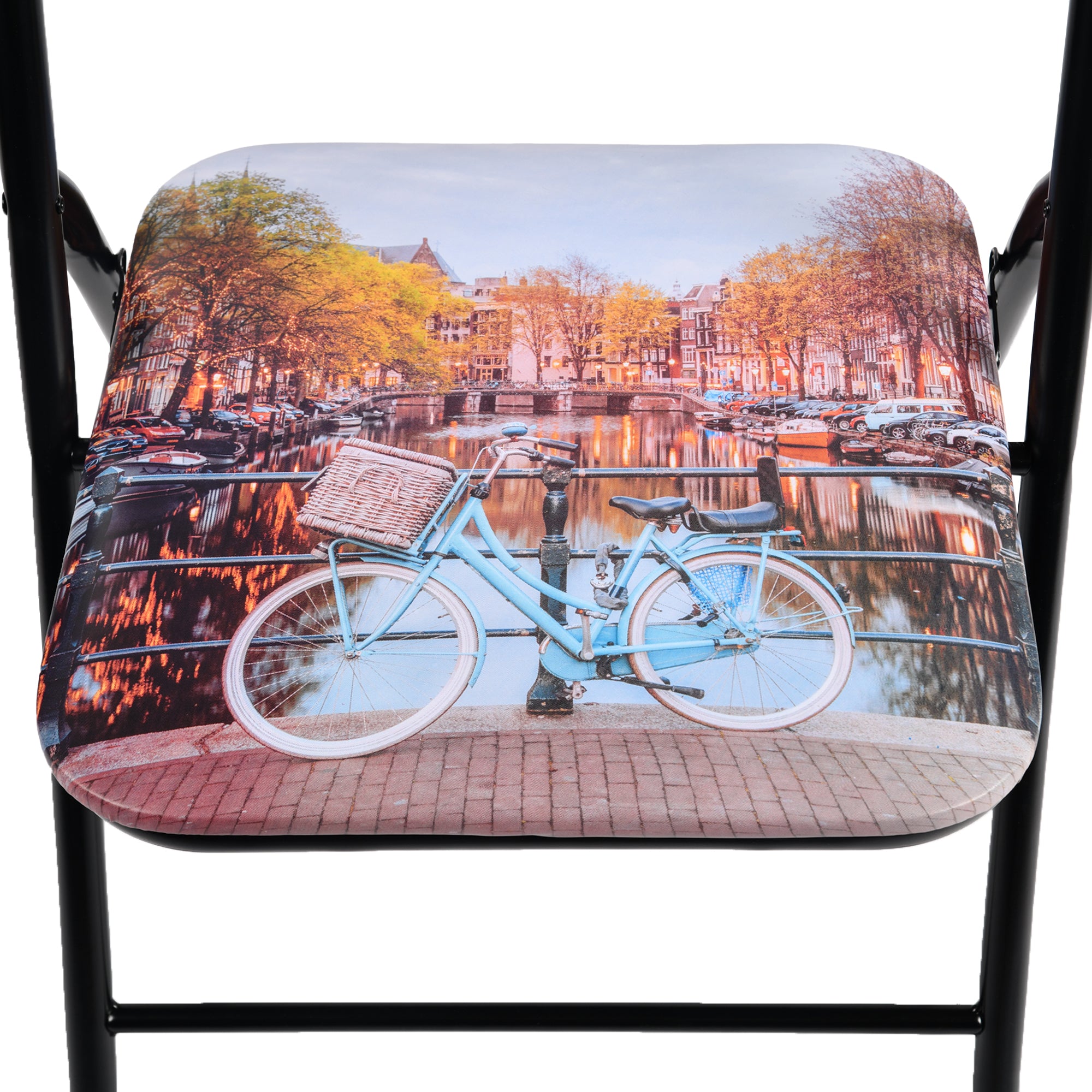 Modern Patterned Folding, PVC Metal Tube Chair - ESCOBAR-CMP3