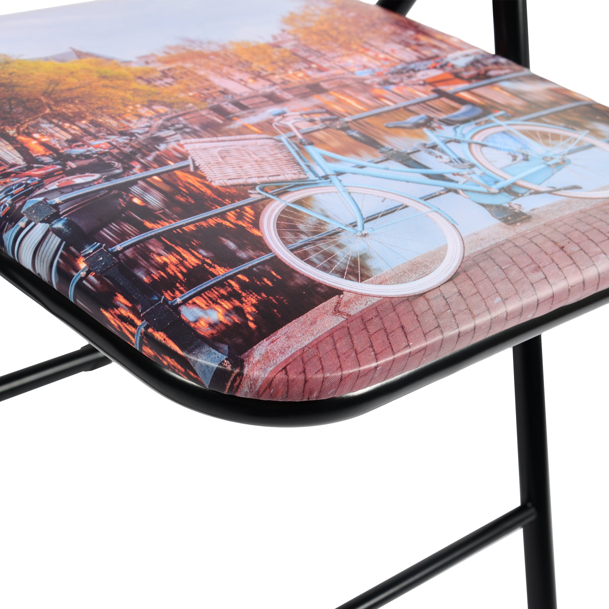 Modern Patterned Folding, PVC Metal Tube Chair - ESCOBAR-CMP3