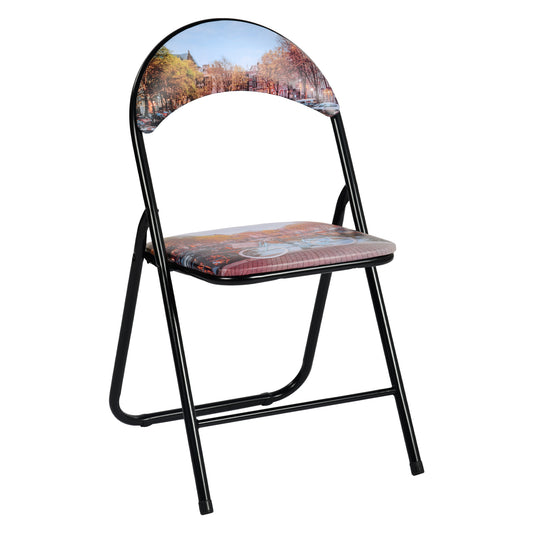 Modern Patterned Folding, PVC Metal Tube Chair - ESCOBAR-CMP3